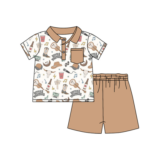 BSSO1112 Baby Boys Western Shorts Set Preorder