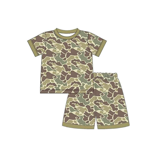 BSSO1116 Baby Boys Green camo Shorts Set PreorderBottomland Camouflage