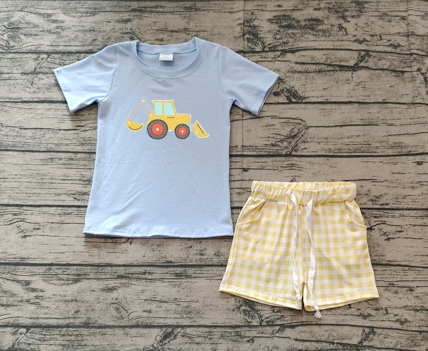 Baby Boys Embroidery Construction  Shorts Outfit Preorder