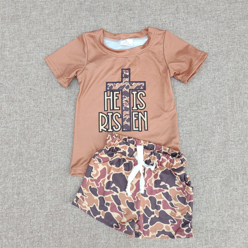 He Is Risen Baby Boys Sibling Easter Set & Romper