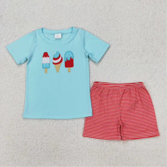Sibling Baby Summer Wear Embroidery Ice Cream Clothes Set Dress