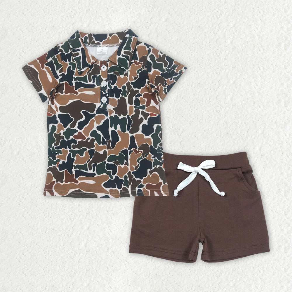 Baby Boys  Brown Camouflage Top Brown Shorts Set