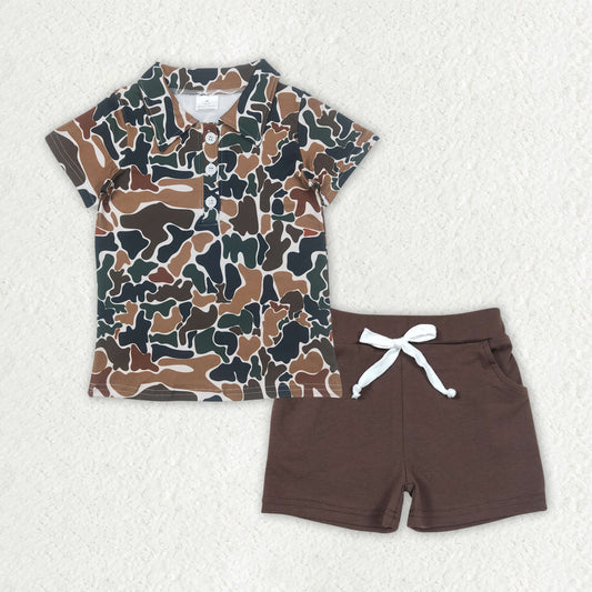 Baby Boys  Brown Camouflage Top Brown Shorts Set