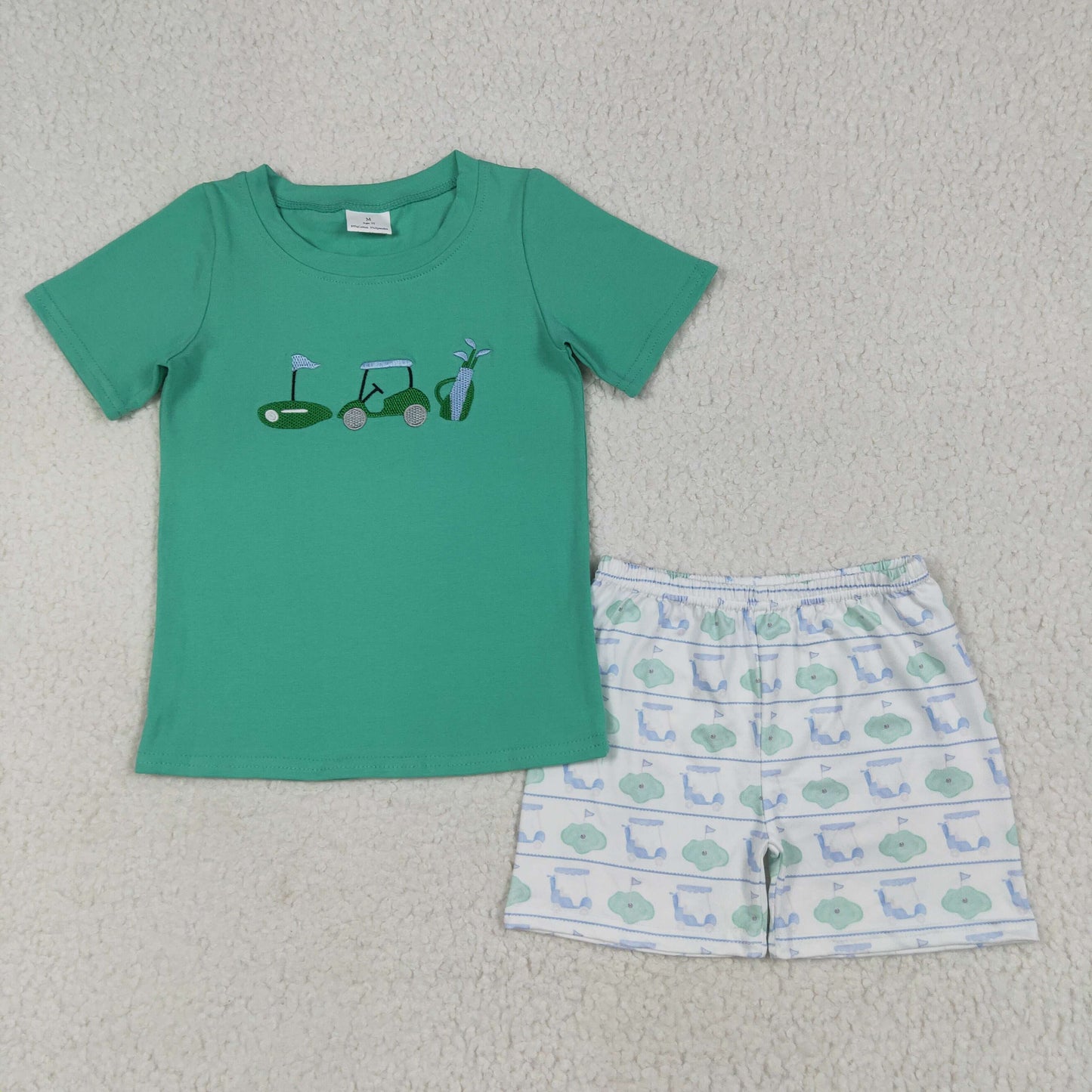 Sibling Summer Clothes Set Embroidery  Golf Top Shorts Outfit