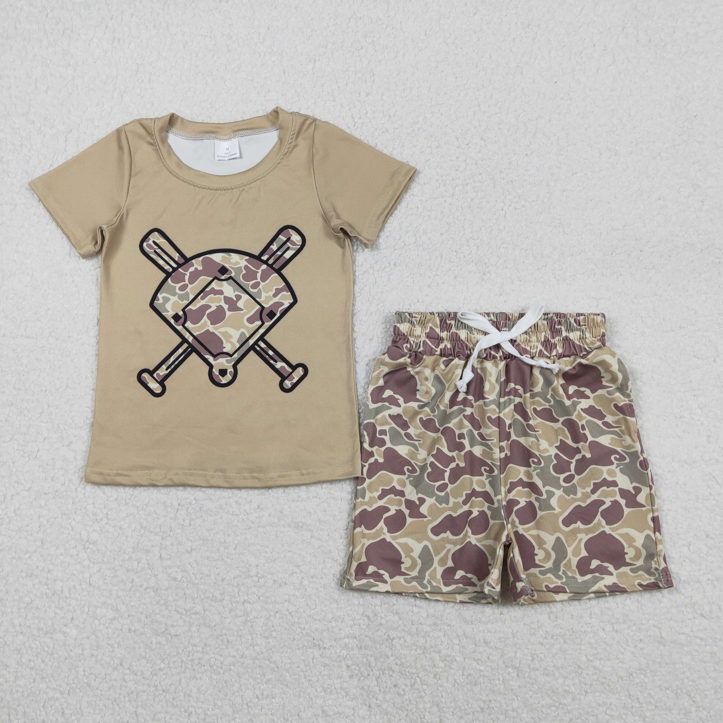 Sibling Baby Boys Baseball Camo Short Sleeve T-shirt +Shorts Set