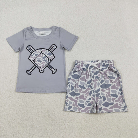 Old School Camo Basebal Shorts Set For Kids Boys