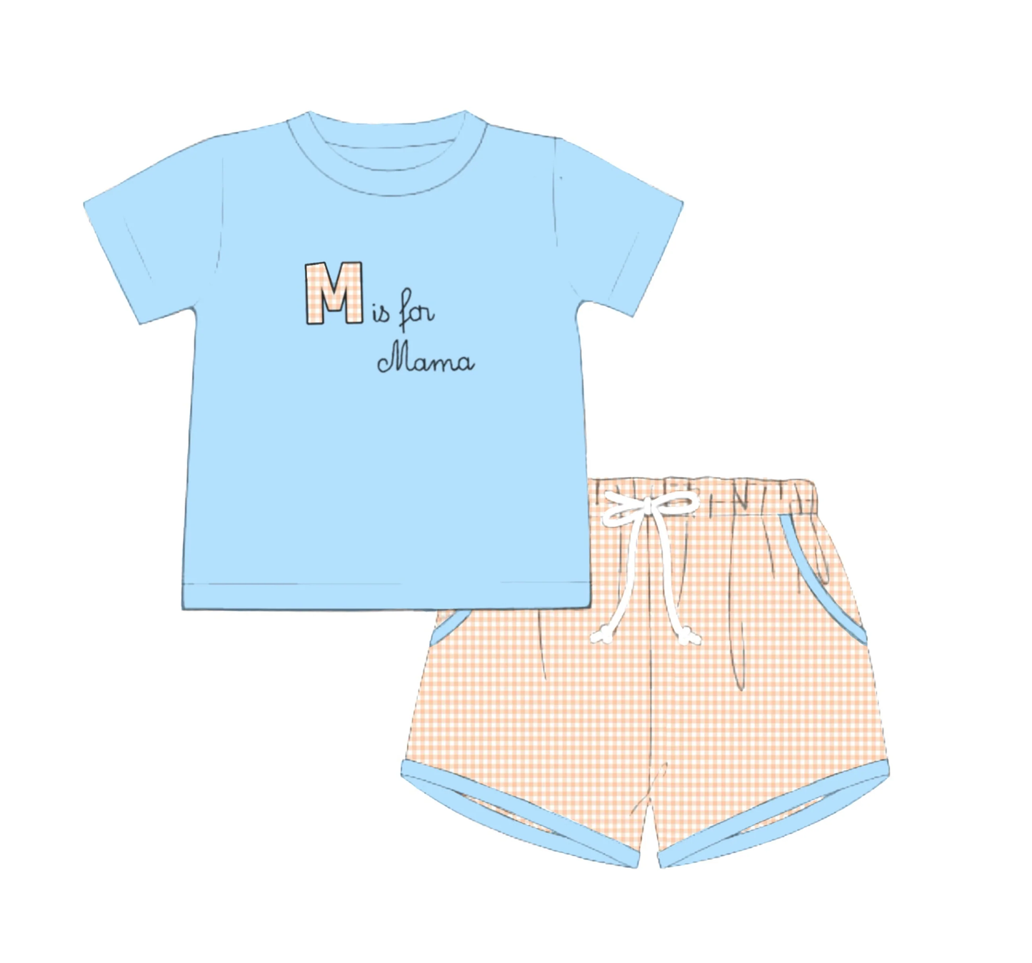 BSSO1689 M Is For Mama Boys Shorts Set Preorder