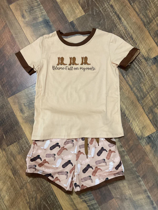 BSSO1711 Blame IT All On My Roots Baby Boys Shorts Set Preorder