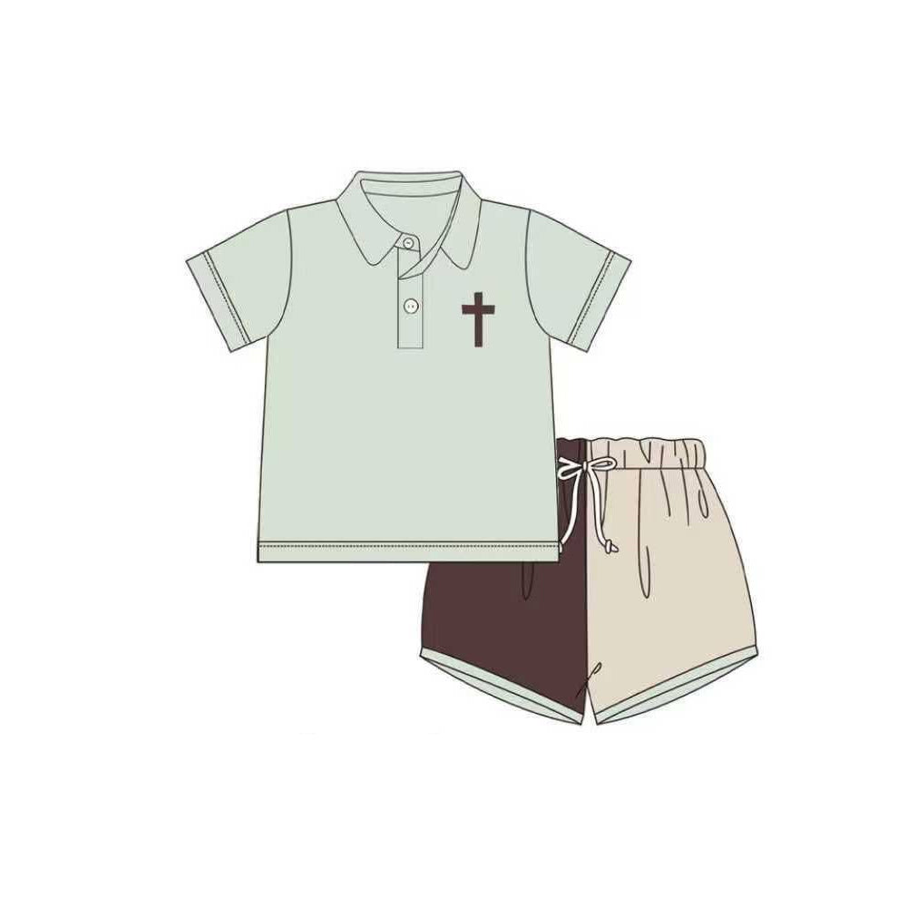 BSSO1776 Baby Boys Cross Top +Shorts  Outfit