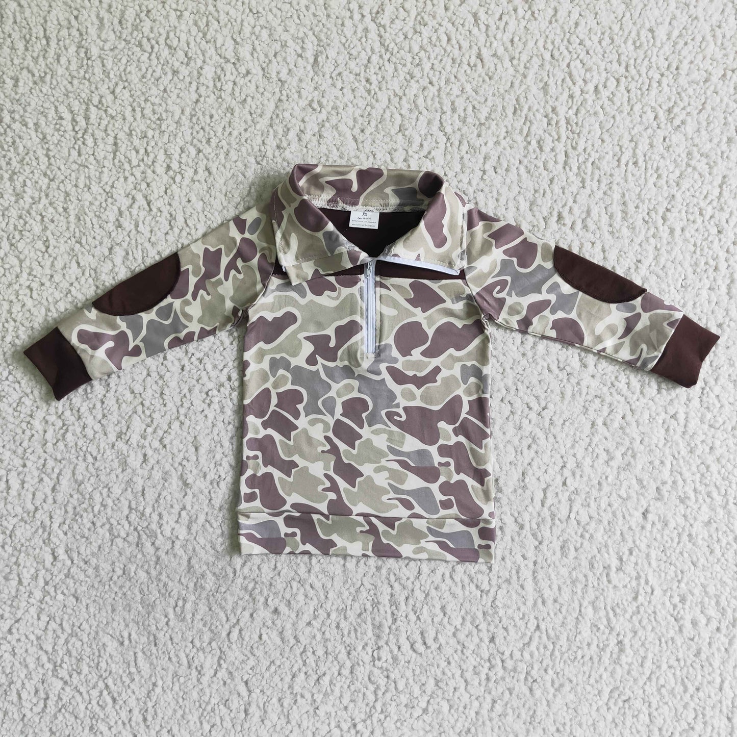 Sibling Baby Boys Long Sleeves Camo Half Zipper Pullovers Top