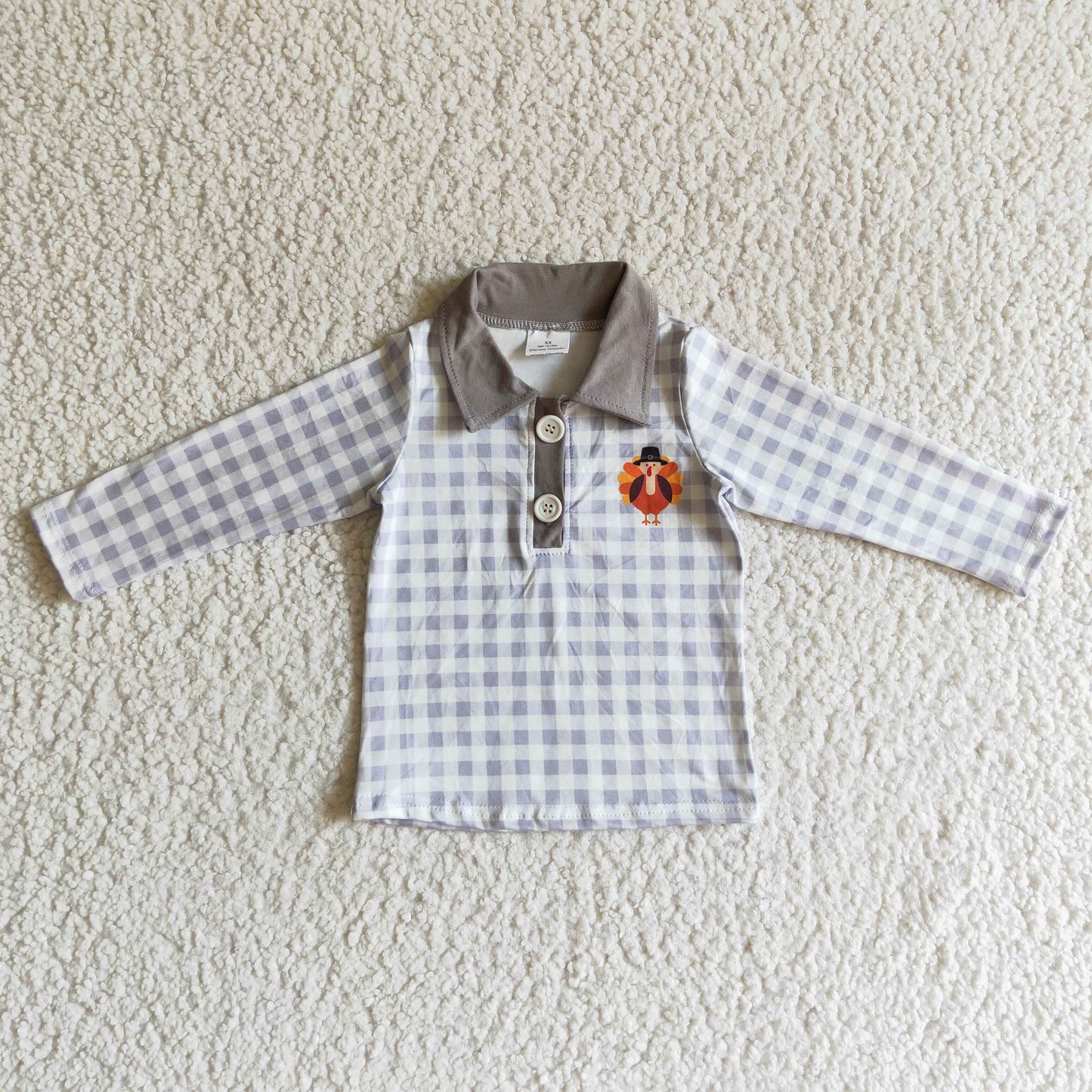 BT0038  Baby Boys Turkey Gingham Top Preorder