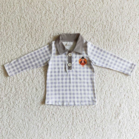 BT0038  Baby Boys Turkey Gingham Top Preorder