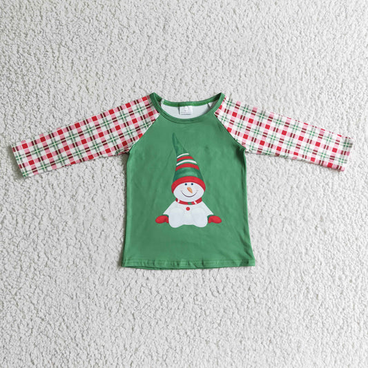 Baby Girls Christmas Snowmen Raglan Top