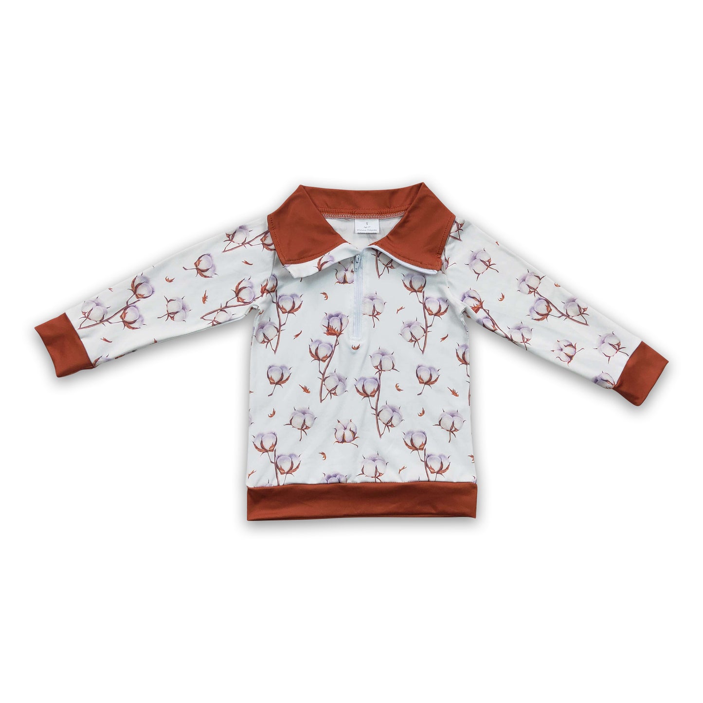 Baby Boys Zipper Pullover Long Sleeves Cotton Print Top