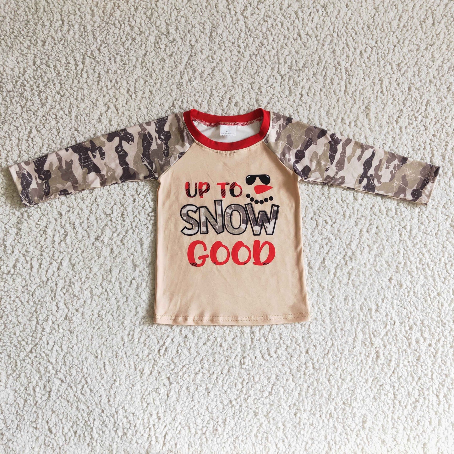 Baby Boys Christmas Top Up to Snow Good Camo Sleeve