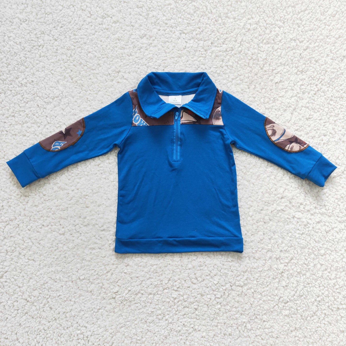 Baby Boys Hot Blue Long Sleeves Zipper Pullovers Top