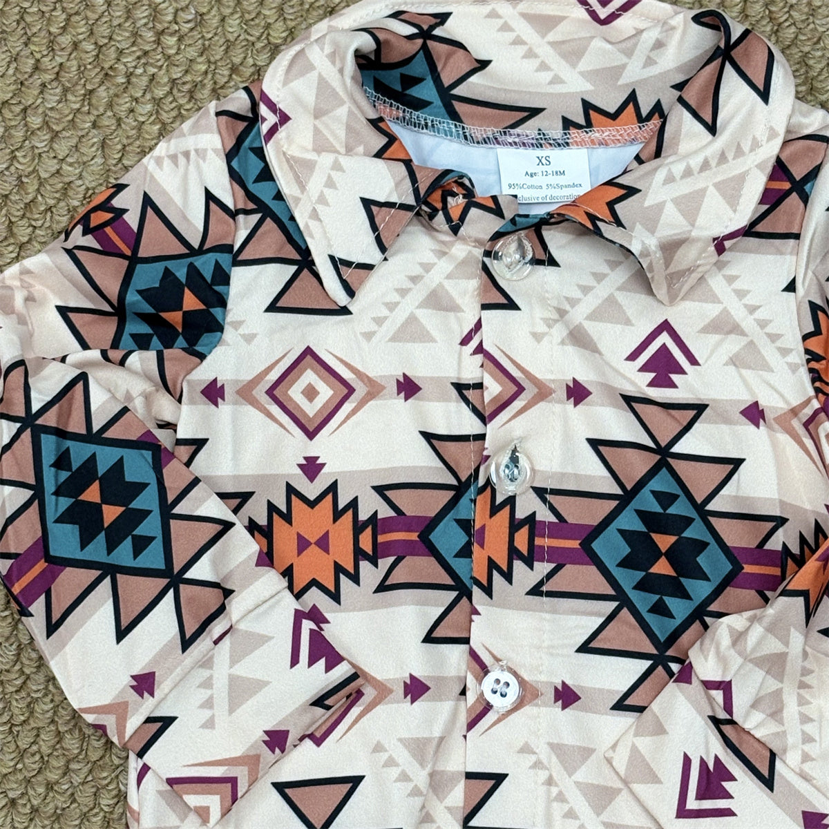 Baby Boys Sibling Western Aztec Zipper Footie Romper/Shirts Top