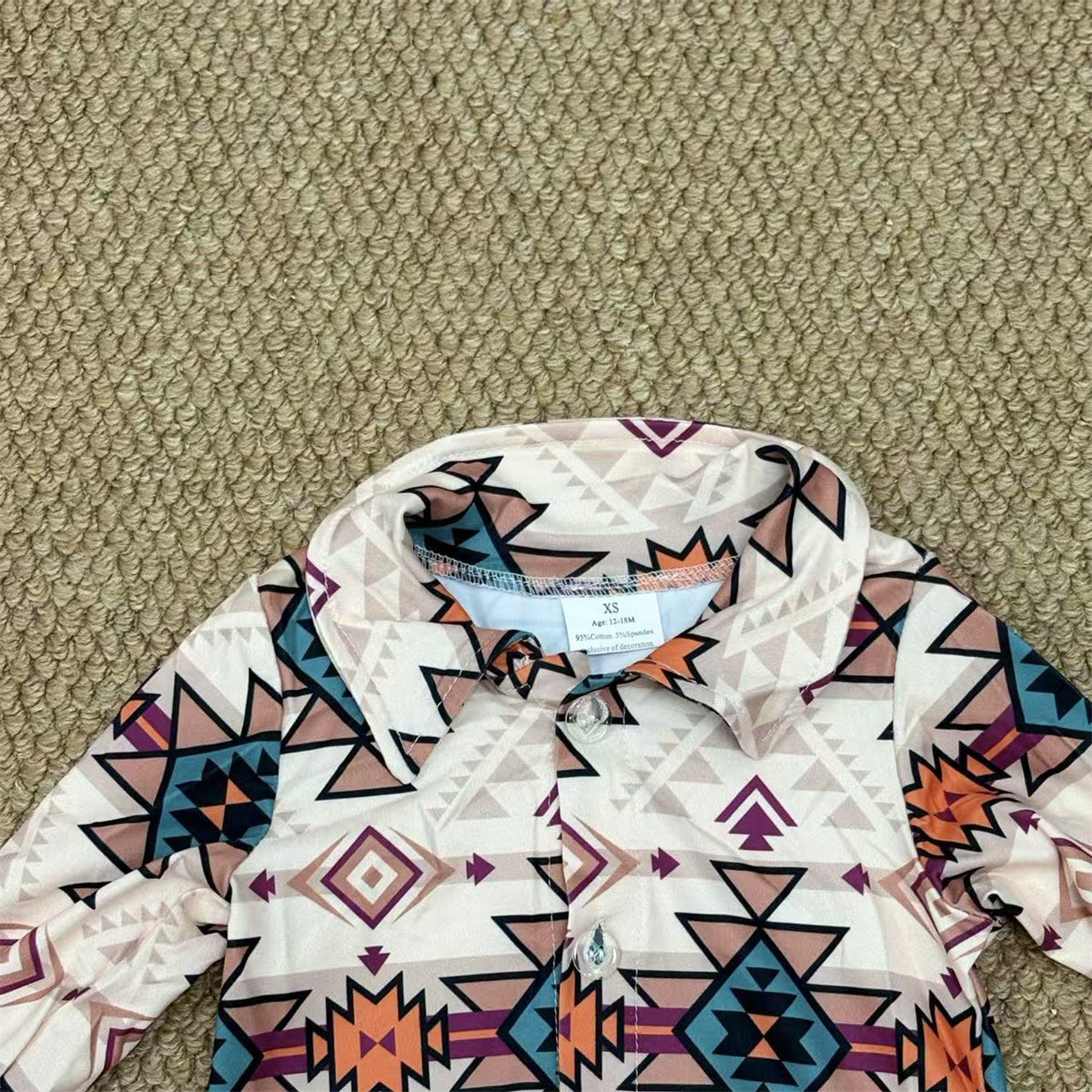 Baby Boys Sibling Western Aztec Zipper Footie Romper/Shirts Top