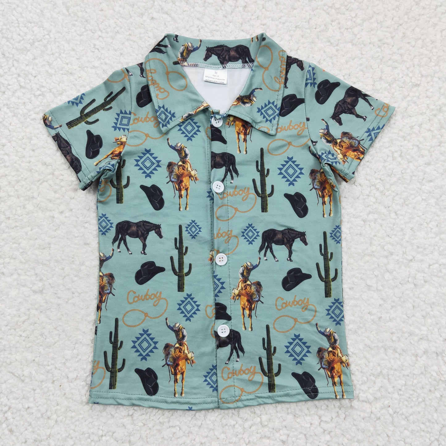 Summer Toddler Boys Western Short Sleeve Shirt Top