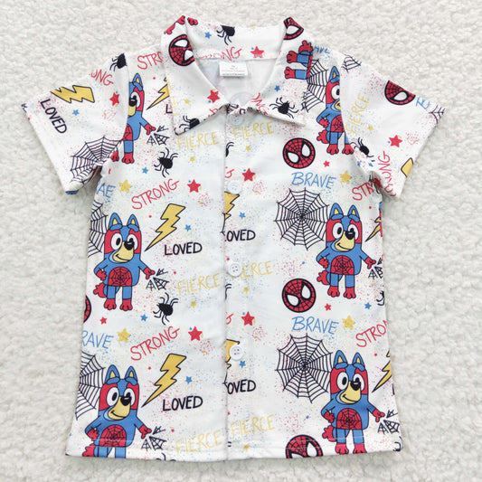 BT0223 Boys Summer Cartoon Dog Sleeve Sleeve Shirt