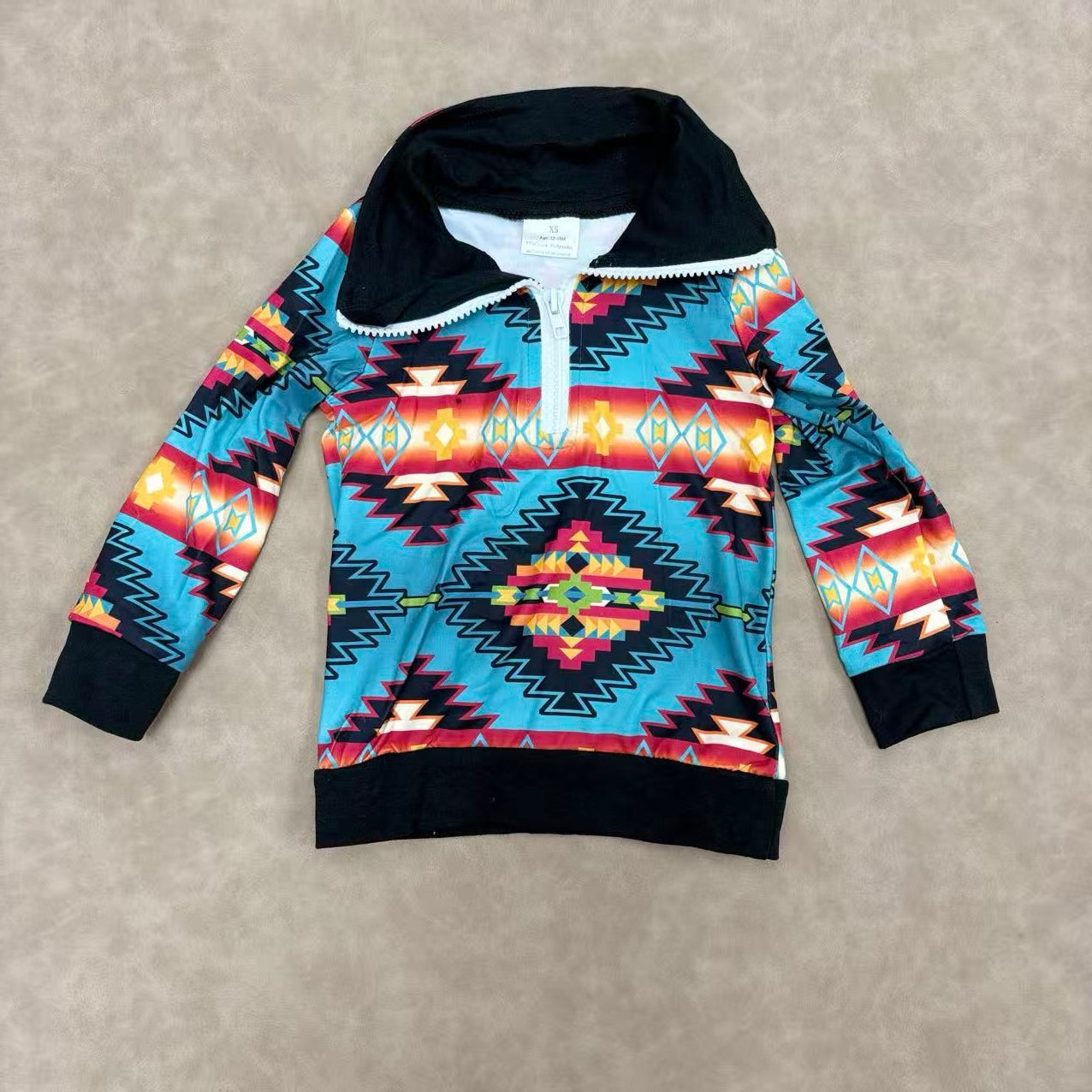 Sibling Baby BoysWestern Aztec Zipper Pullover Top