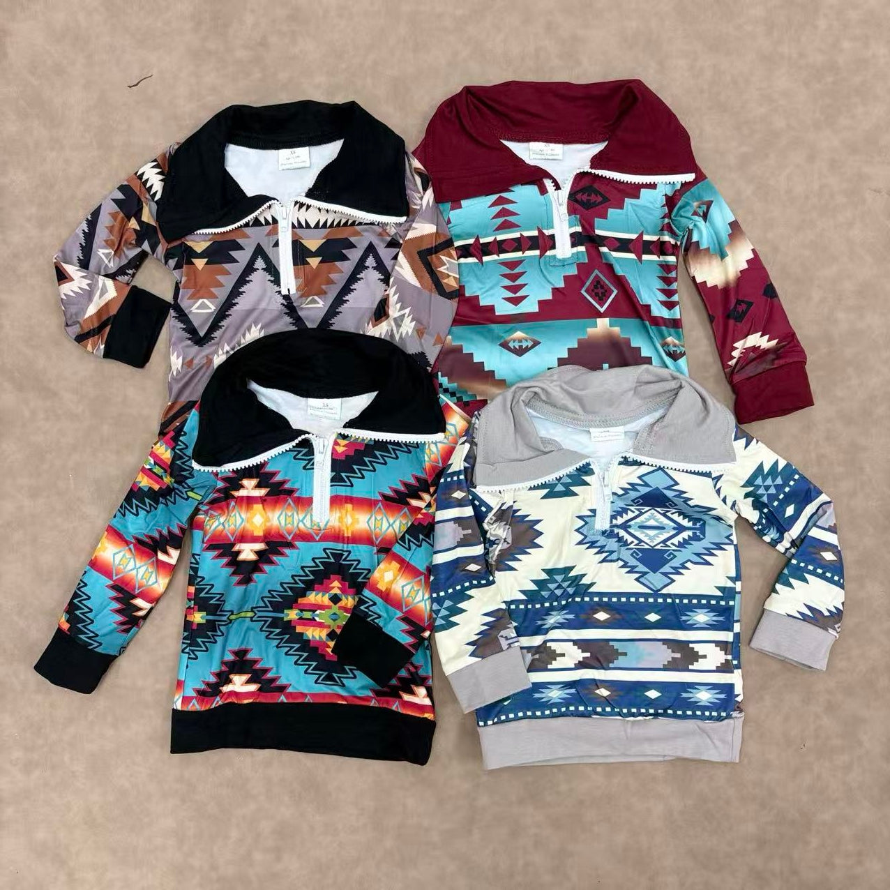 Sibling Baby Boys western Aztec Long Sleeve Pullover Top