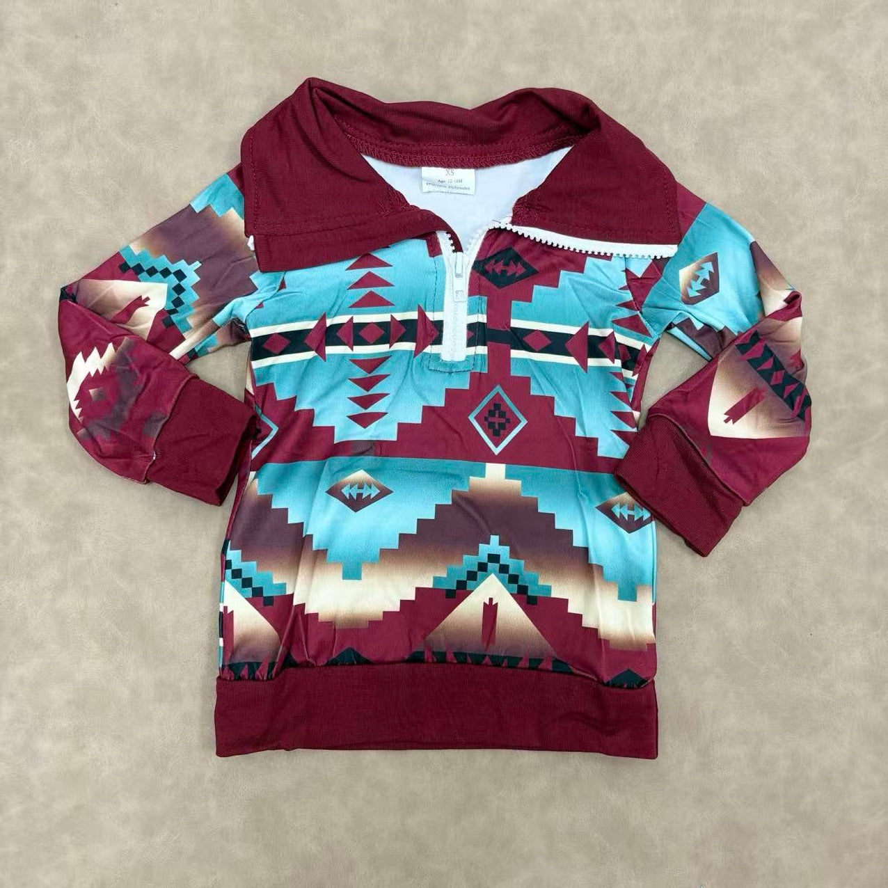 Sibling Baby BoysWestern Aztec Zipper Pullover Top
