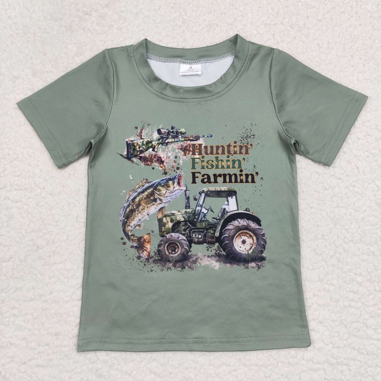 Huting Fhing Farming Toddler Boys Short Sleeve T-shirt Top