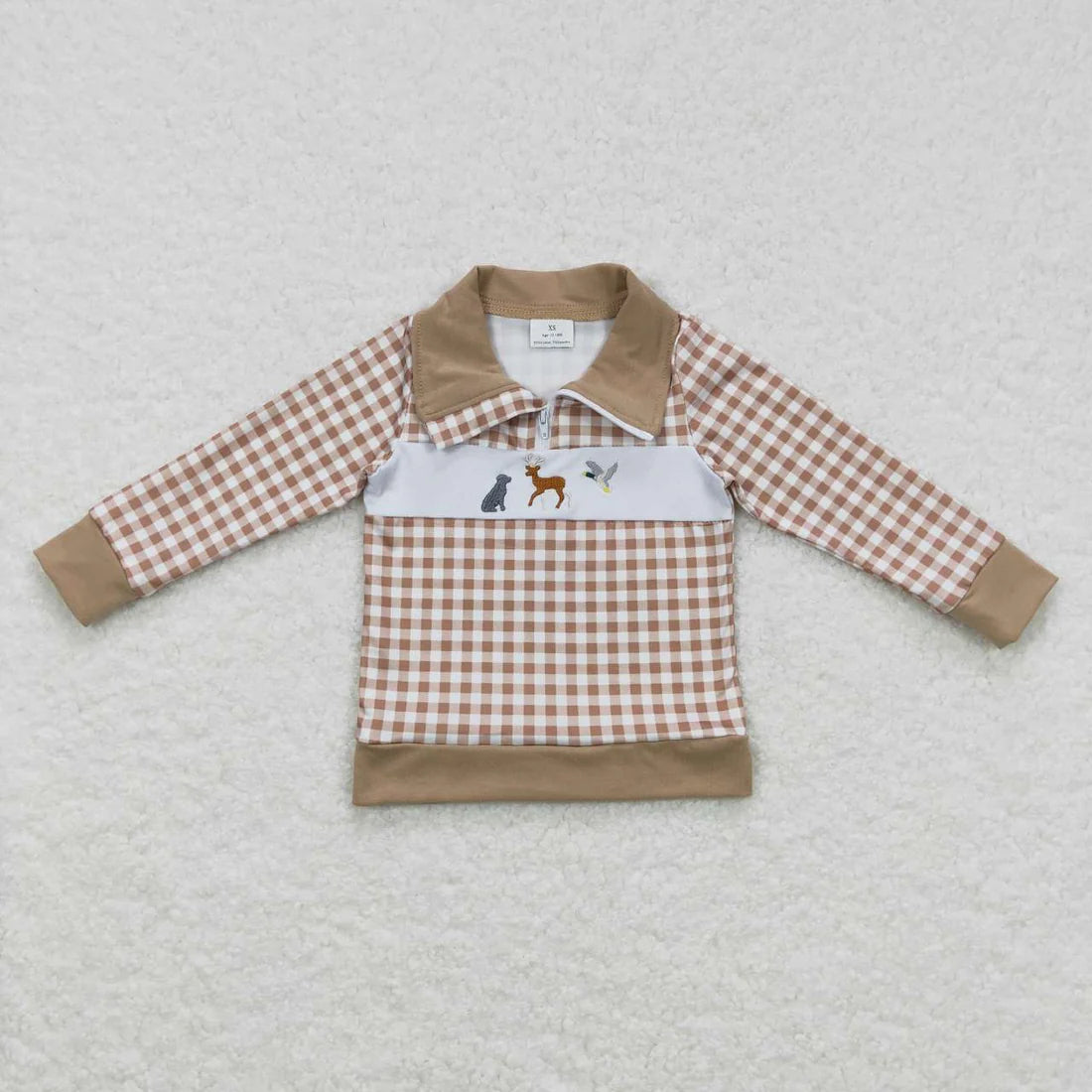 Sibling Baby Kids Long Sleeves Western Farm Half Zipper Pullovers Top