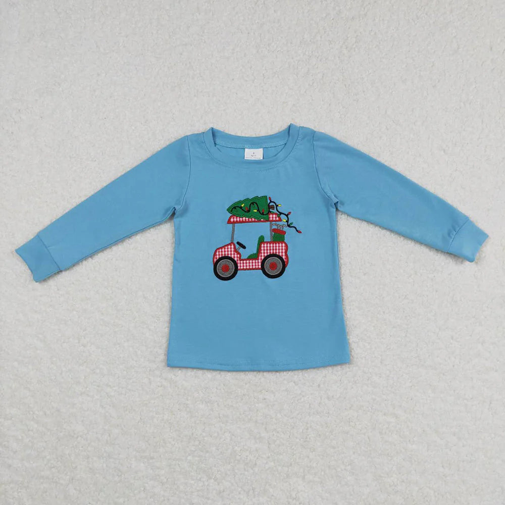 Sibling Baby Boys Chrismtas Applique Long Sleeve Shirts Top