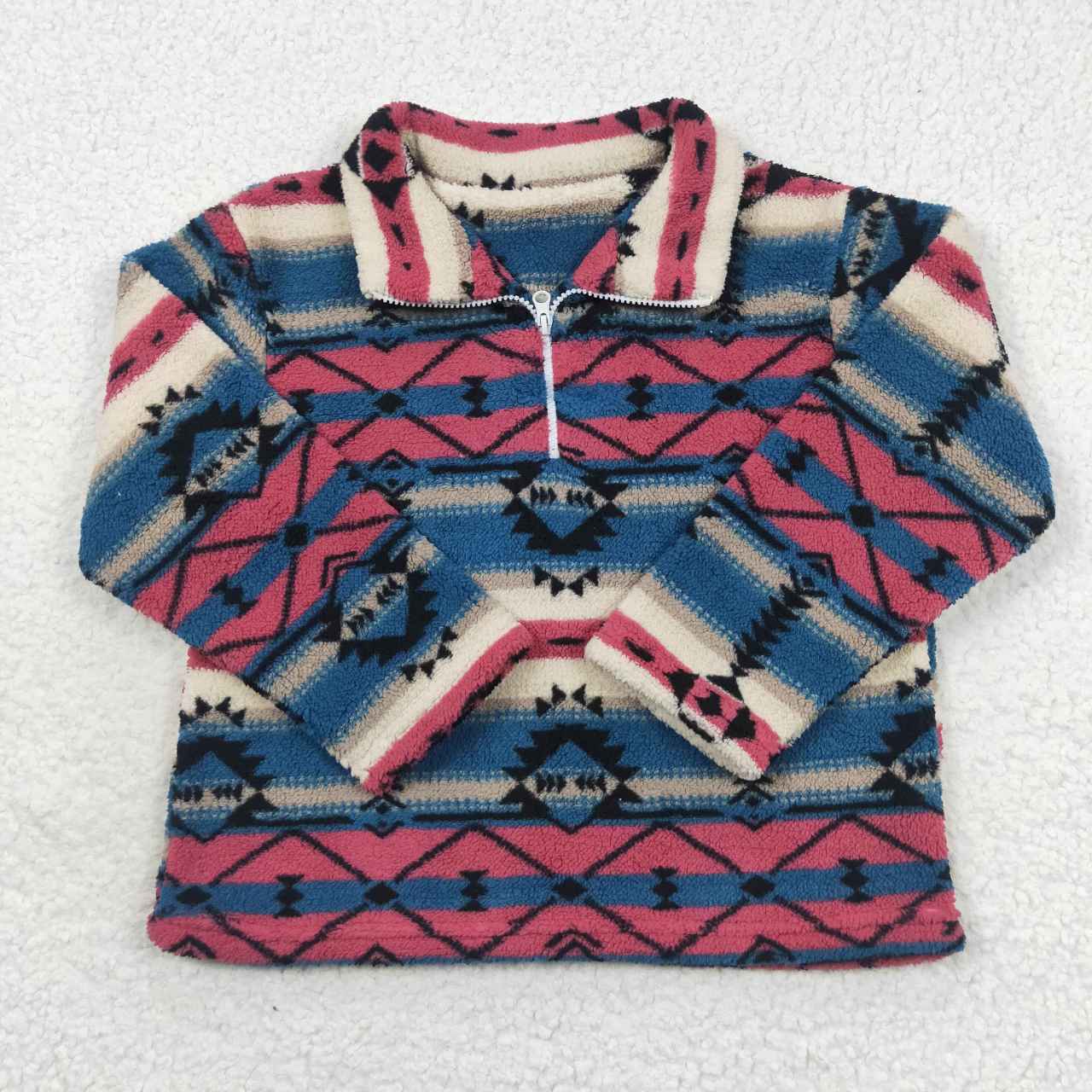 Baby Kids Children Aztec Western Thick Zip Sherpa Pullovers Tops