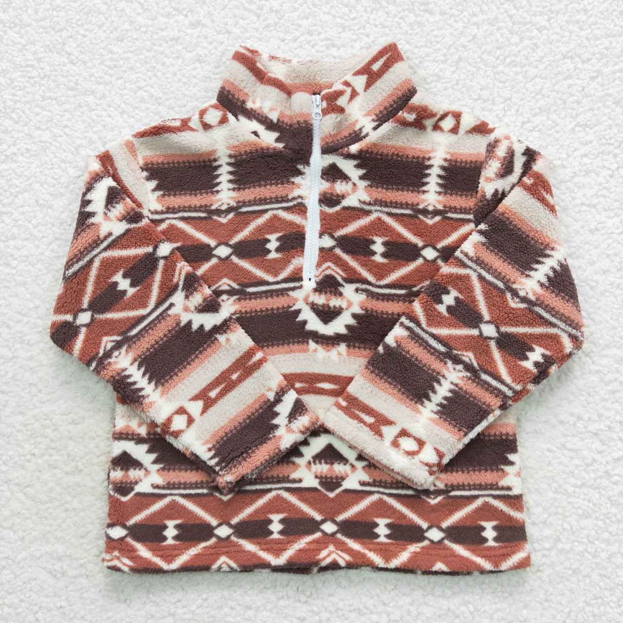 Baby Kids Children Aztec Western Thick Zip Sherpa Pullovers Tops