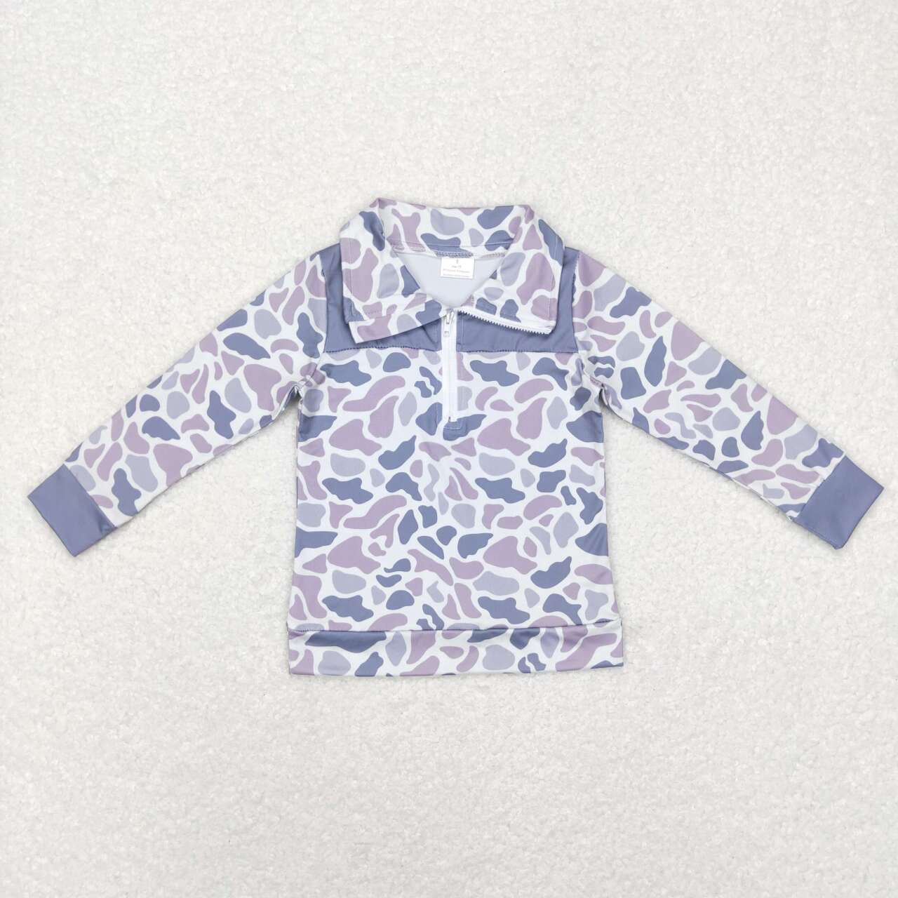 Toddler Hunting Camo Half Zip Long Sleeve Pullover Top With Patch