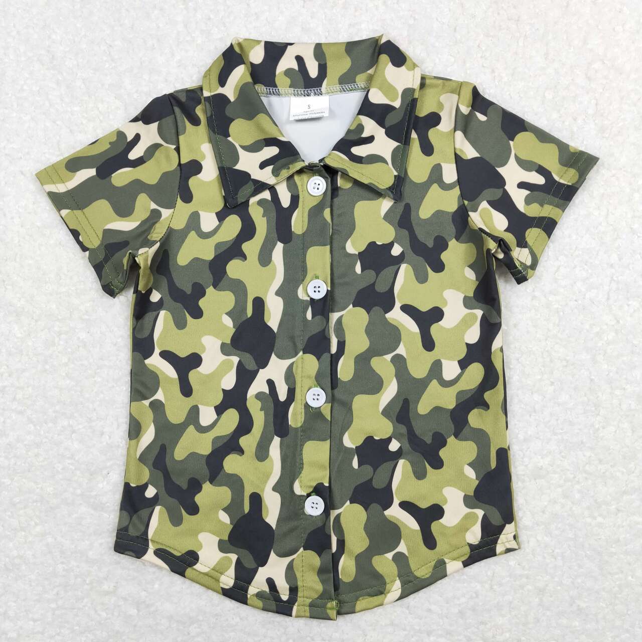 Baby Boys Brother Camo Short Sleeve Button Tee Shirt Top