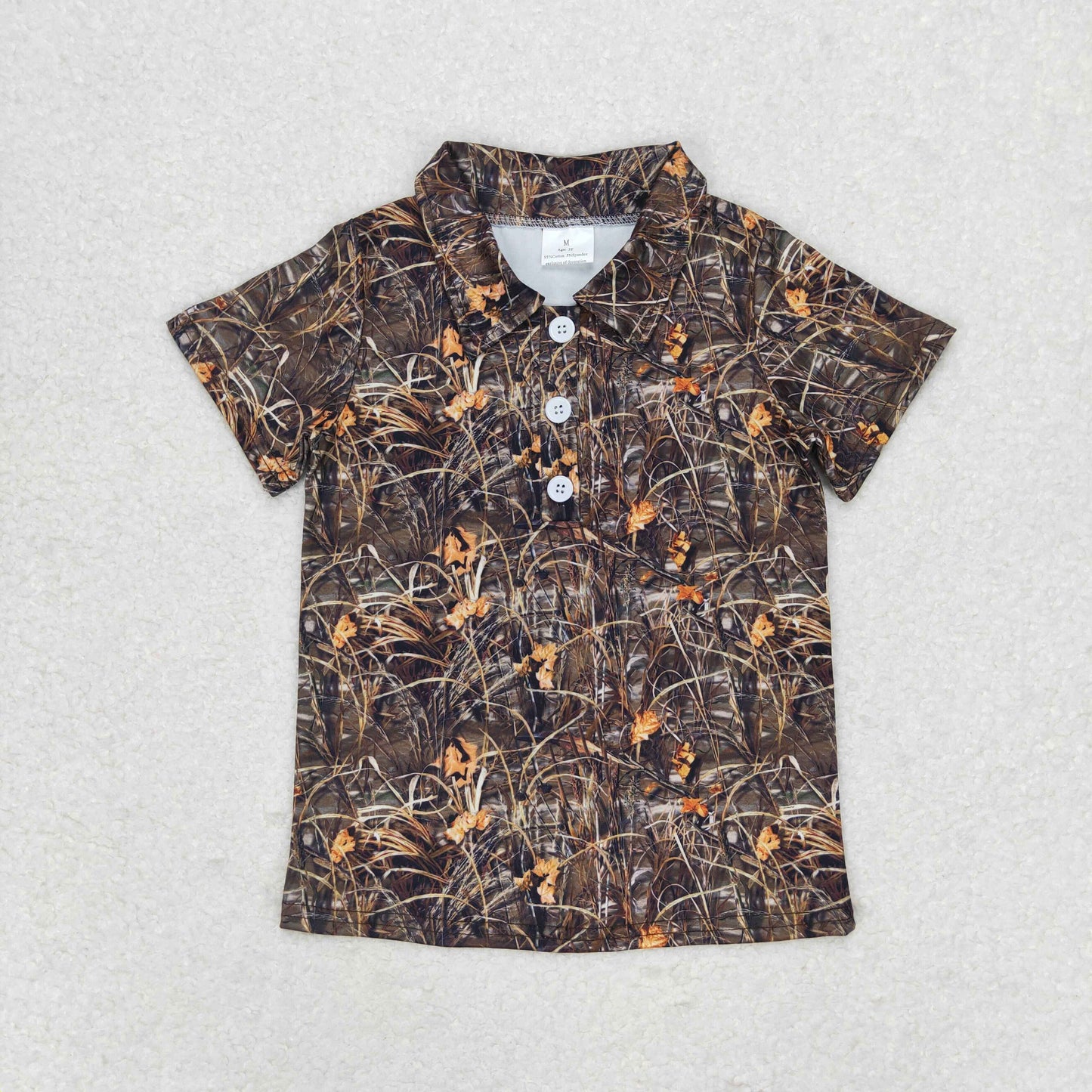 Baby Boys Brother Camo Short Sleeve Button Tee Shirt Top