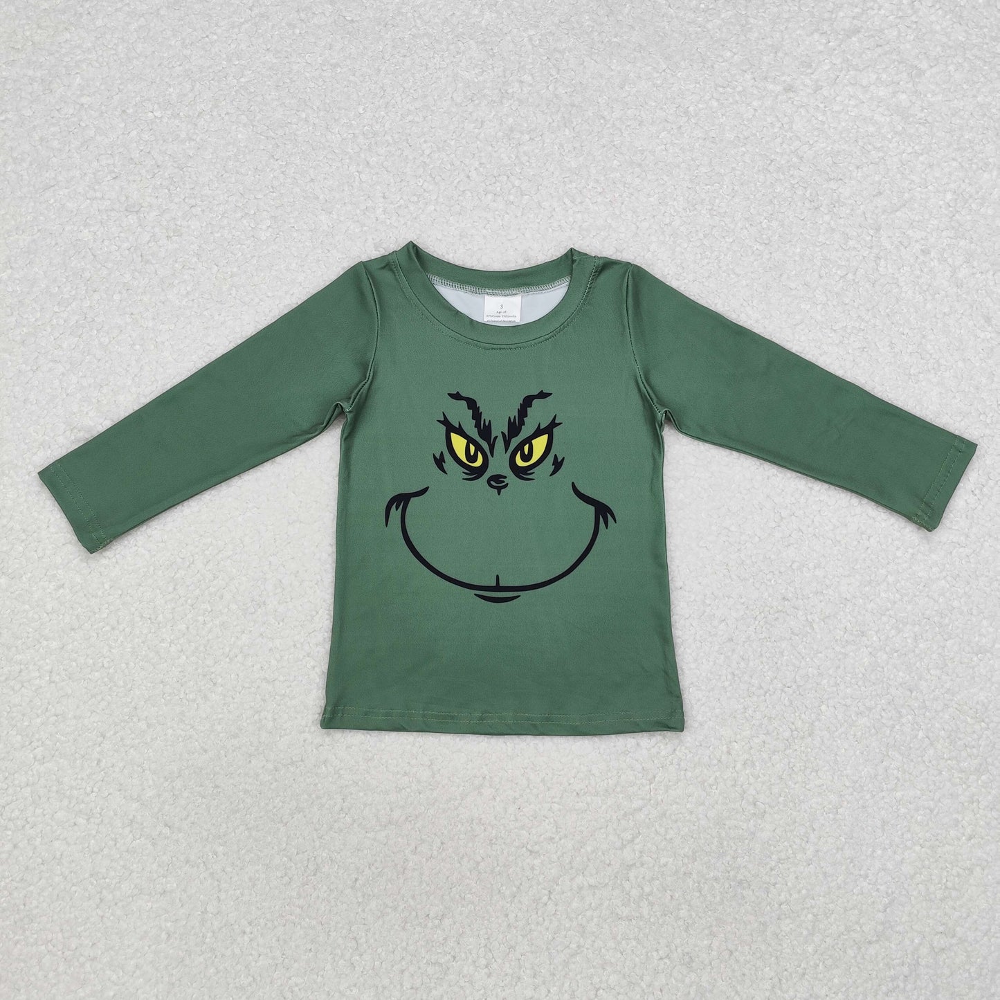 Baby Boys Dark Green Face Long Sleeve T-shirt Top