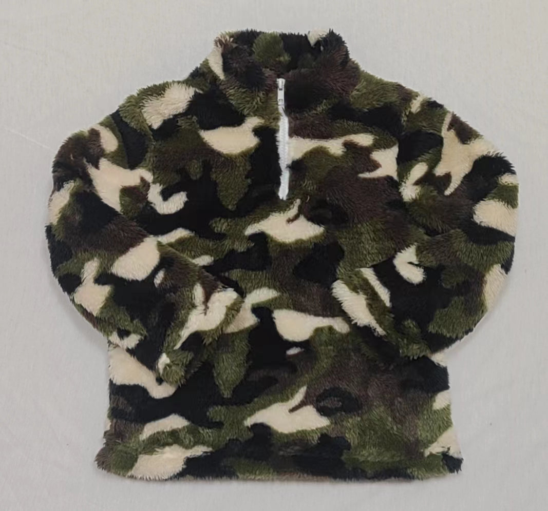 Baby Boys Green Camo Zip Pullovers Tee Tops Preorder