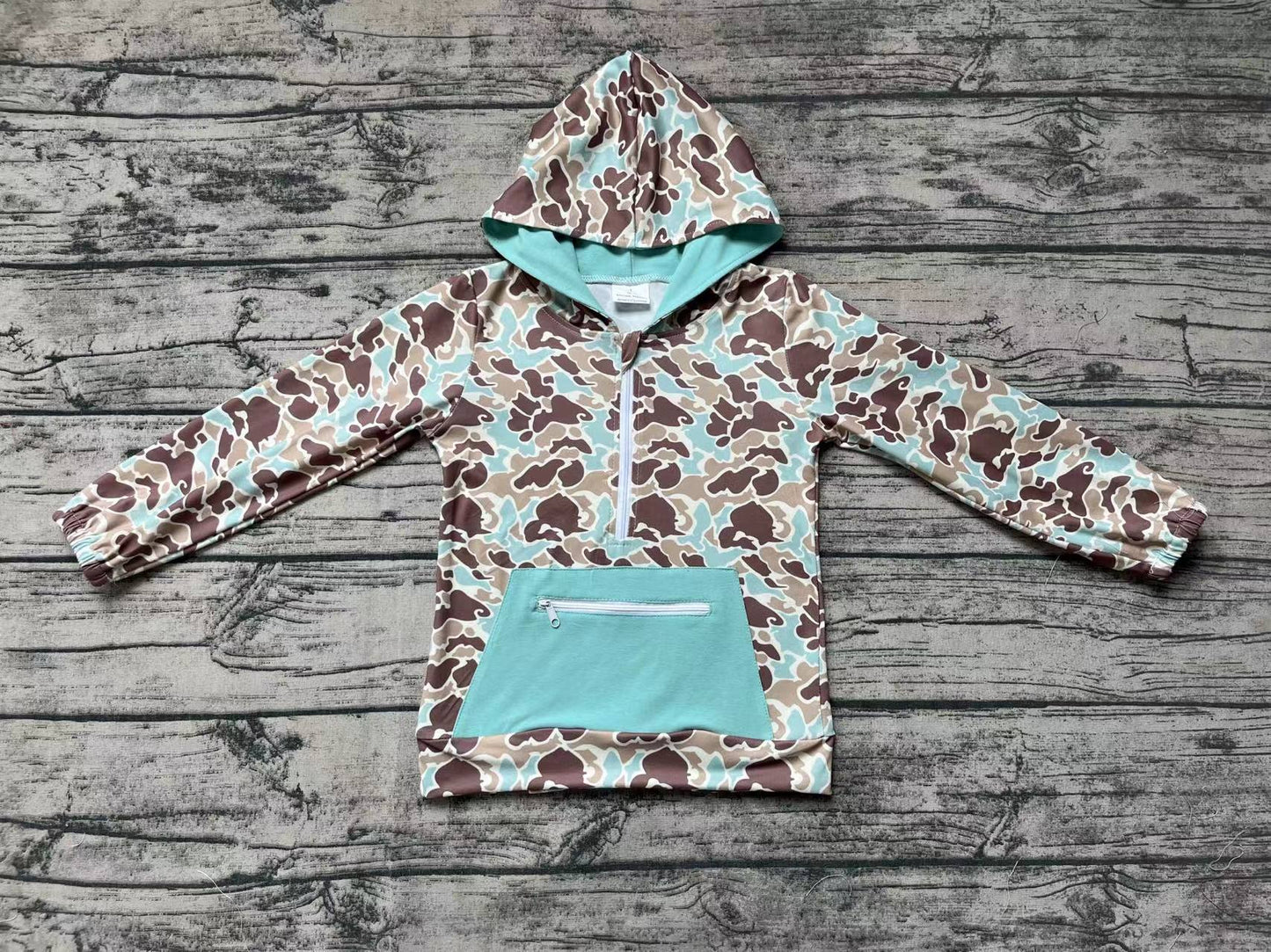 Baby Boys Camo Long Sleeve Camo Hoodie Top With Zipper