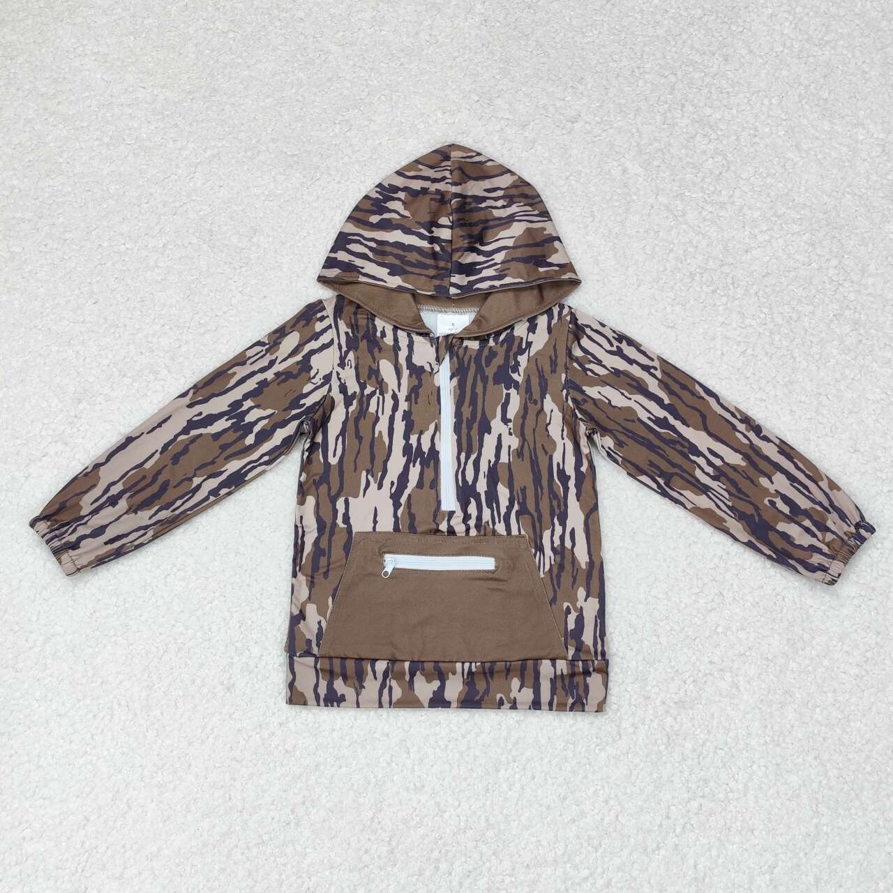 Sibling Baby  Boys Hunitng Camo half zip hoodie top with pocket
