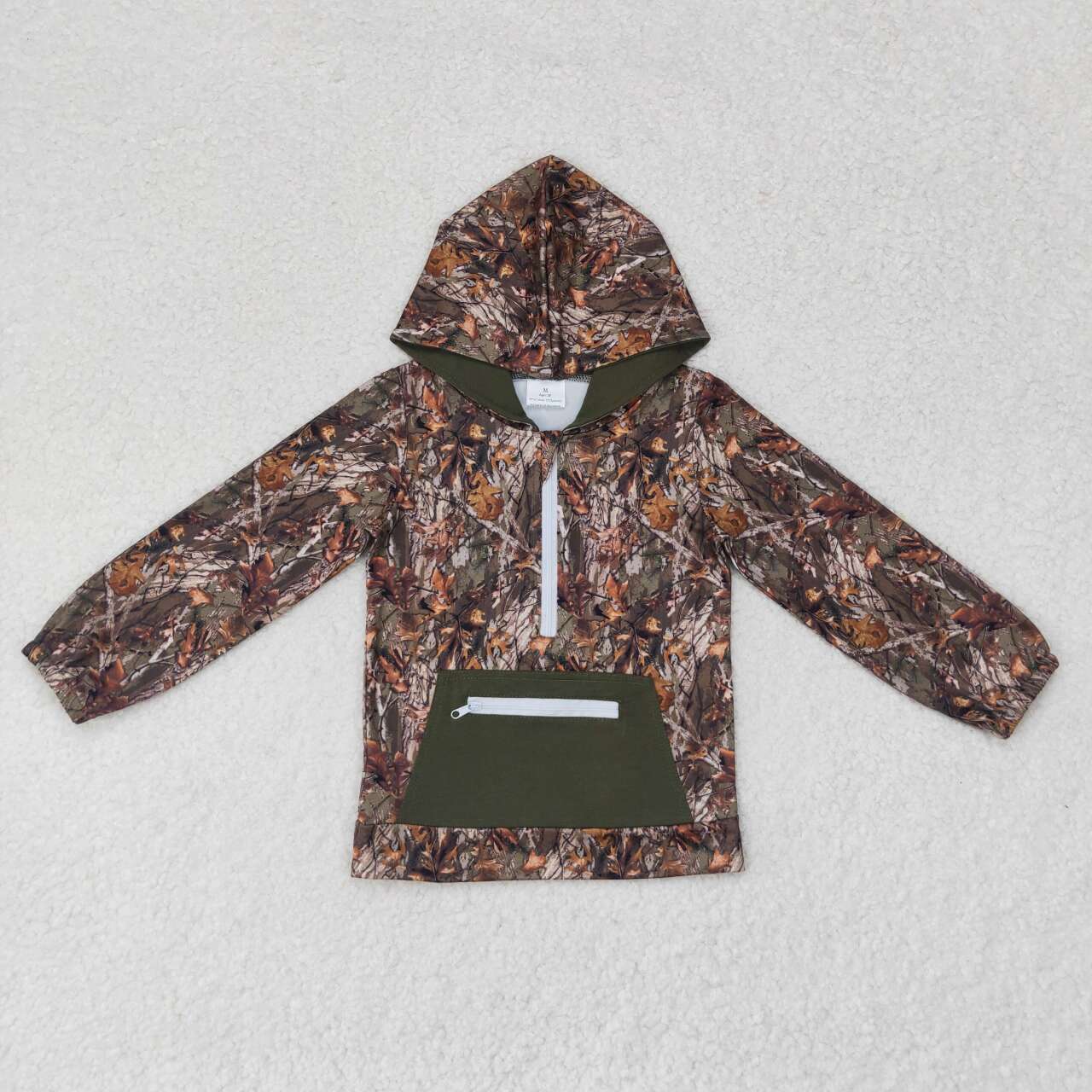 Sibling Baby  Boys Hunitng Camo half zip hoodie top with pocket