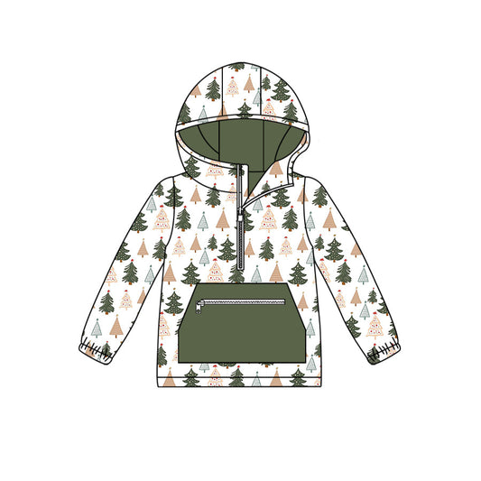 Baby Boys Christmas Tree Long Sleeve  Hoodie Top With Zipper Preorder