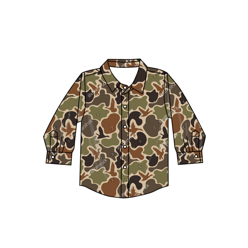 BT0761 Baby Boys Brown Camo Long Sleeve Shirt Top Preorder