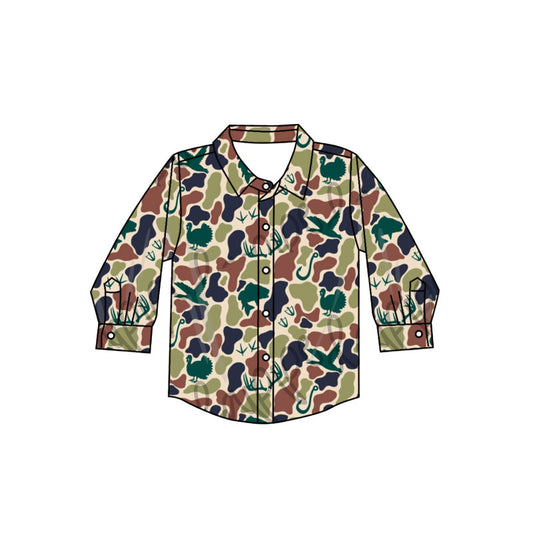 BT0763 Baby Boys Green Camo Long Sleeve Shirt Top Preorder