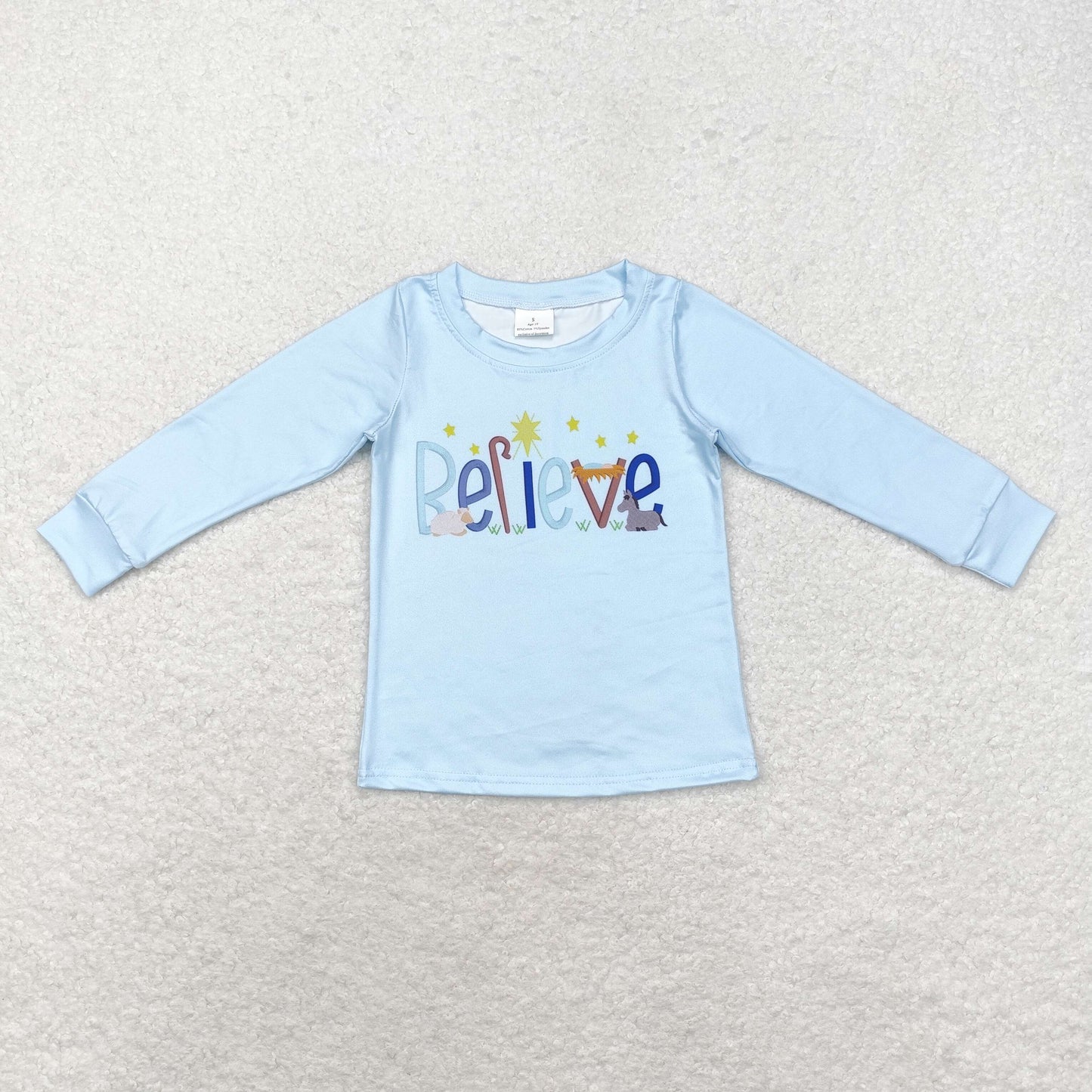 Baby Sibling Girls Boys Chrismtas Believe Blue Pants Outfit