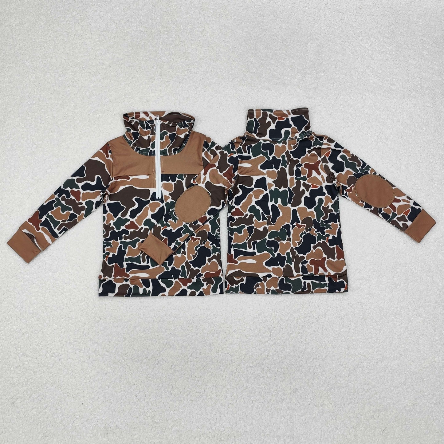 Sibling Baby Boys Long Sleeves Camo Half Zipper Pullovers Top