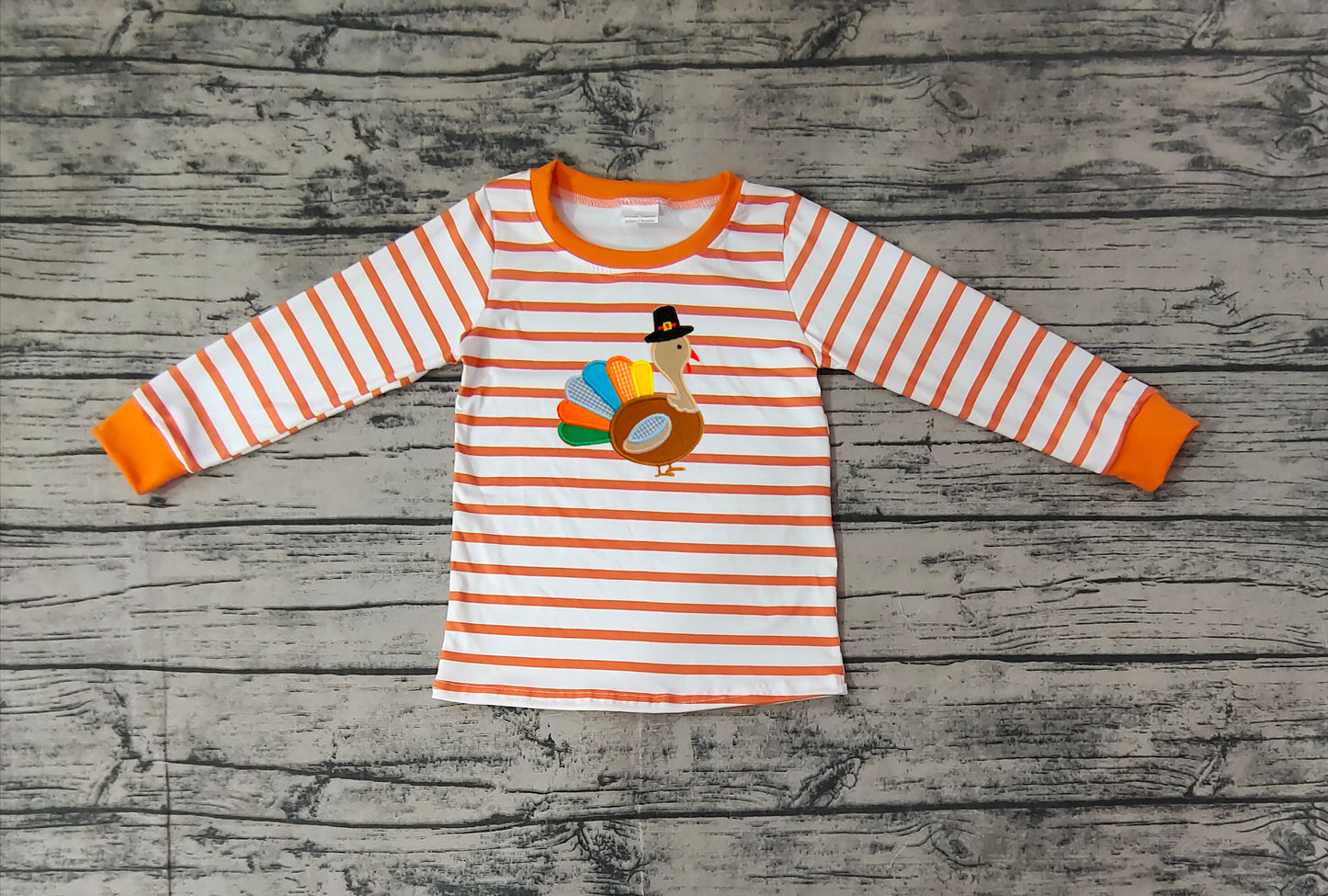 Baby Boys Thankgiving Turkey Orange Striped Top