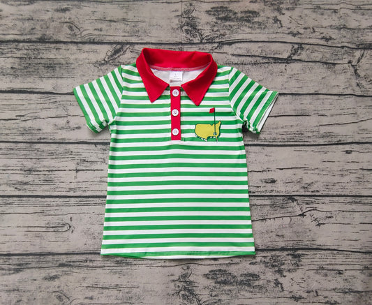 Baby Boys Green Stripes Golf  Short Sleeve Polo Shirt Top Tee Preorder