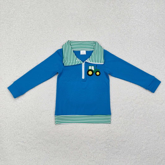 BT0892 Baby Boys Long Sleeve Embroidery Tractors Pullvoer Top