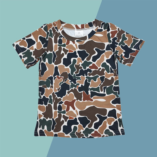 Baby Boys Brown Camo Short Sleeve Top
