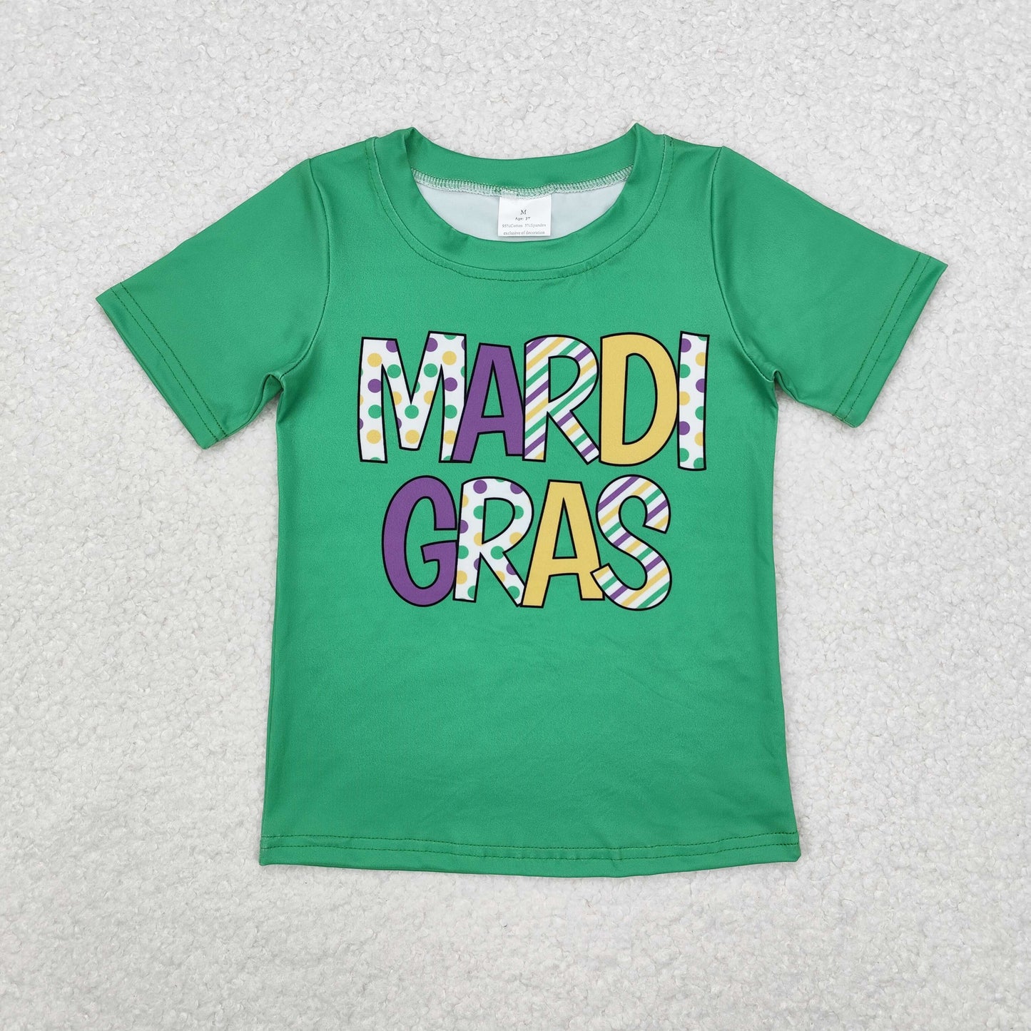 Baby Boys Mardi Gras Green Short Sleeve T-shirt Top